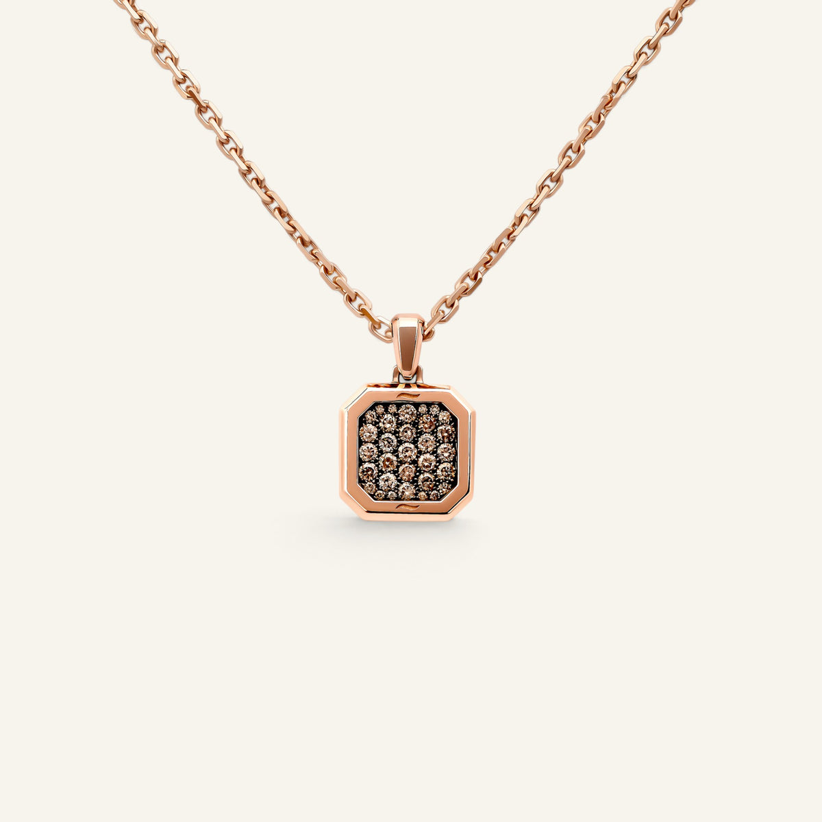 Collier Carré d'Or Pavé Brown Or Rose Collection Carre d'Or Manipura