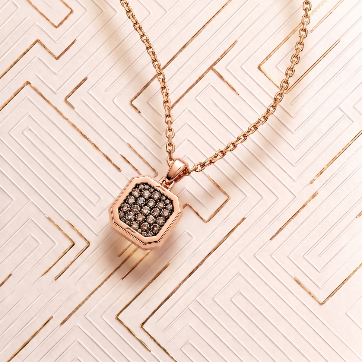 Collier Carré d'Or Pavé Brown Or Rose Studio Collection Carré d'Or Manipura