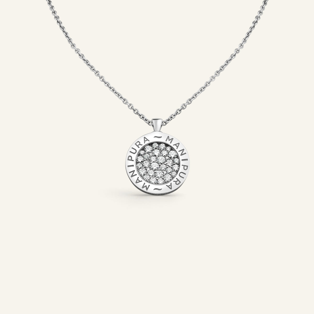 Collier Cercle d'Or Pavé Or Blanc Collection Cercle d'Or Manipura