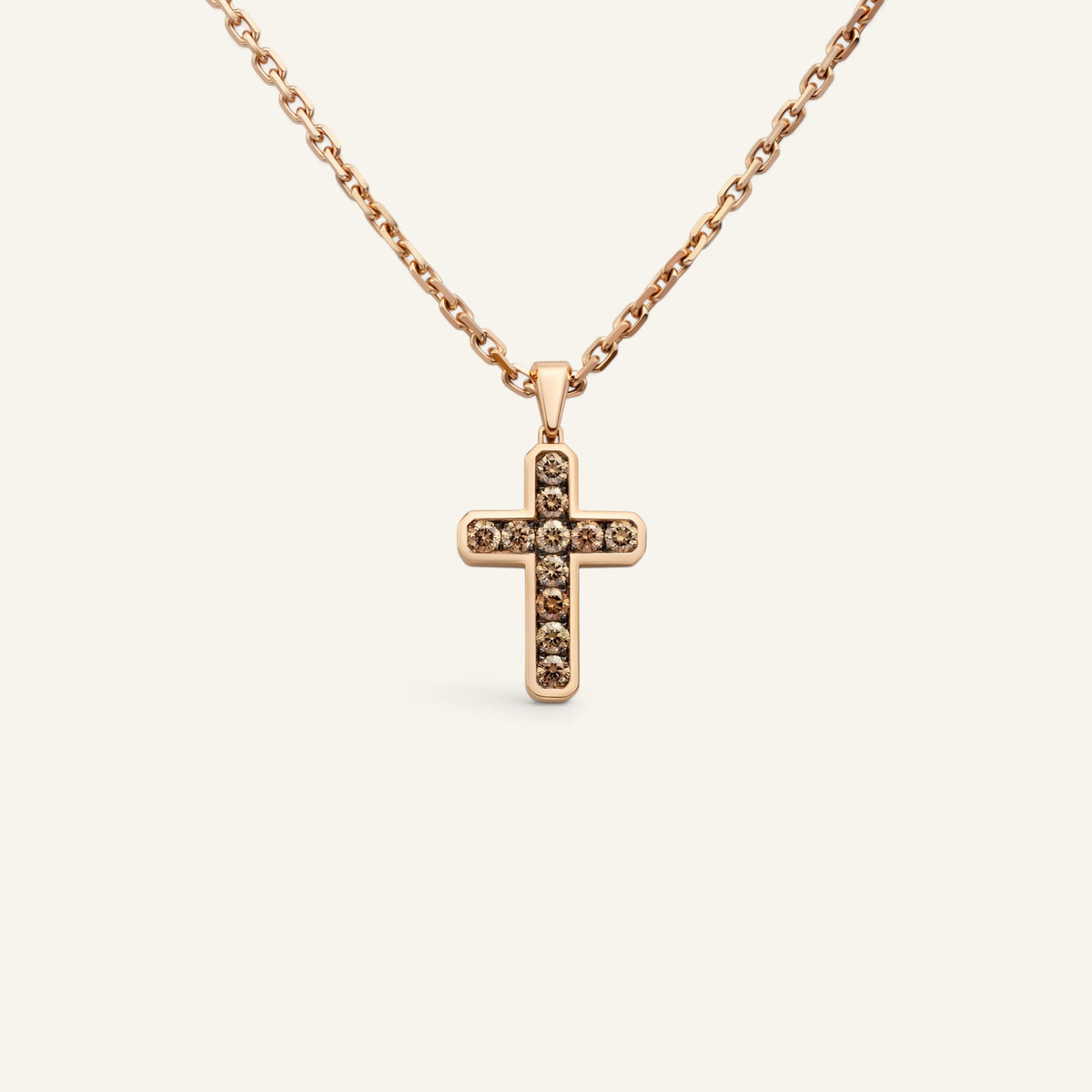 Collier Croix Brown L Or Rose Collection Signature Manipura
