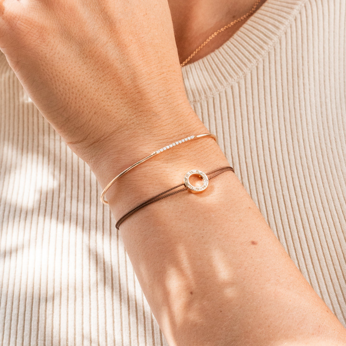 Jonc Celeste Or Rose Porté Collection Eternelle Manipura