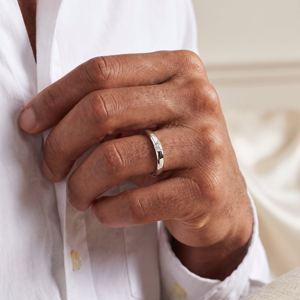 Alliance Homme Celeste Or Blanc Porteée Collection Mariage Manipura