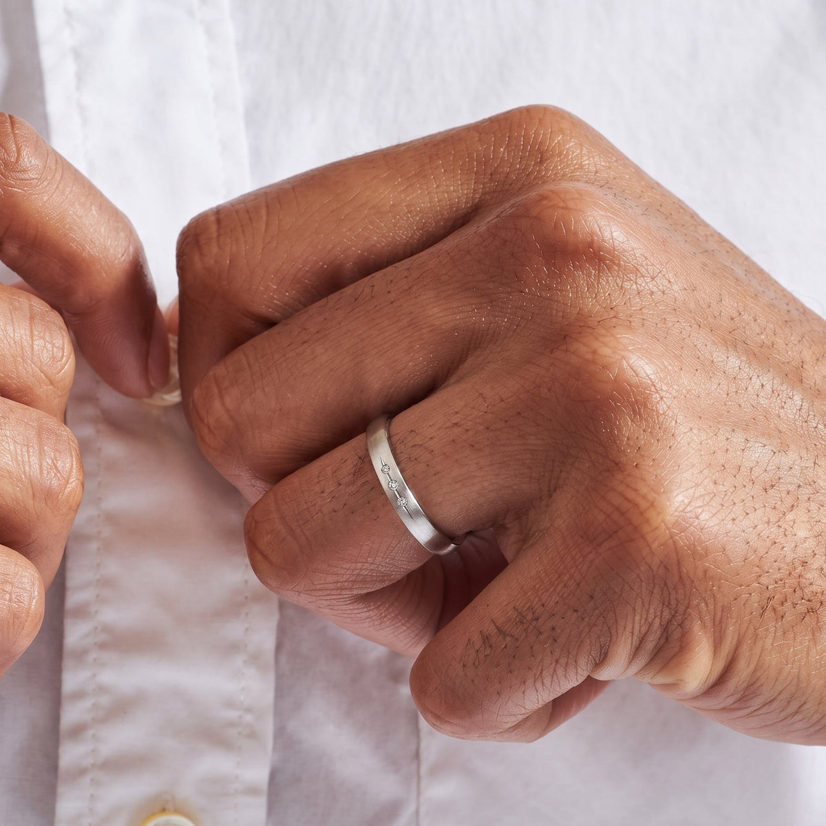 Alliance Trinity Homme Or Blanc Portée Collection Mariage Manipura