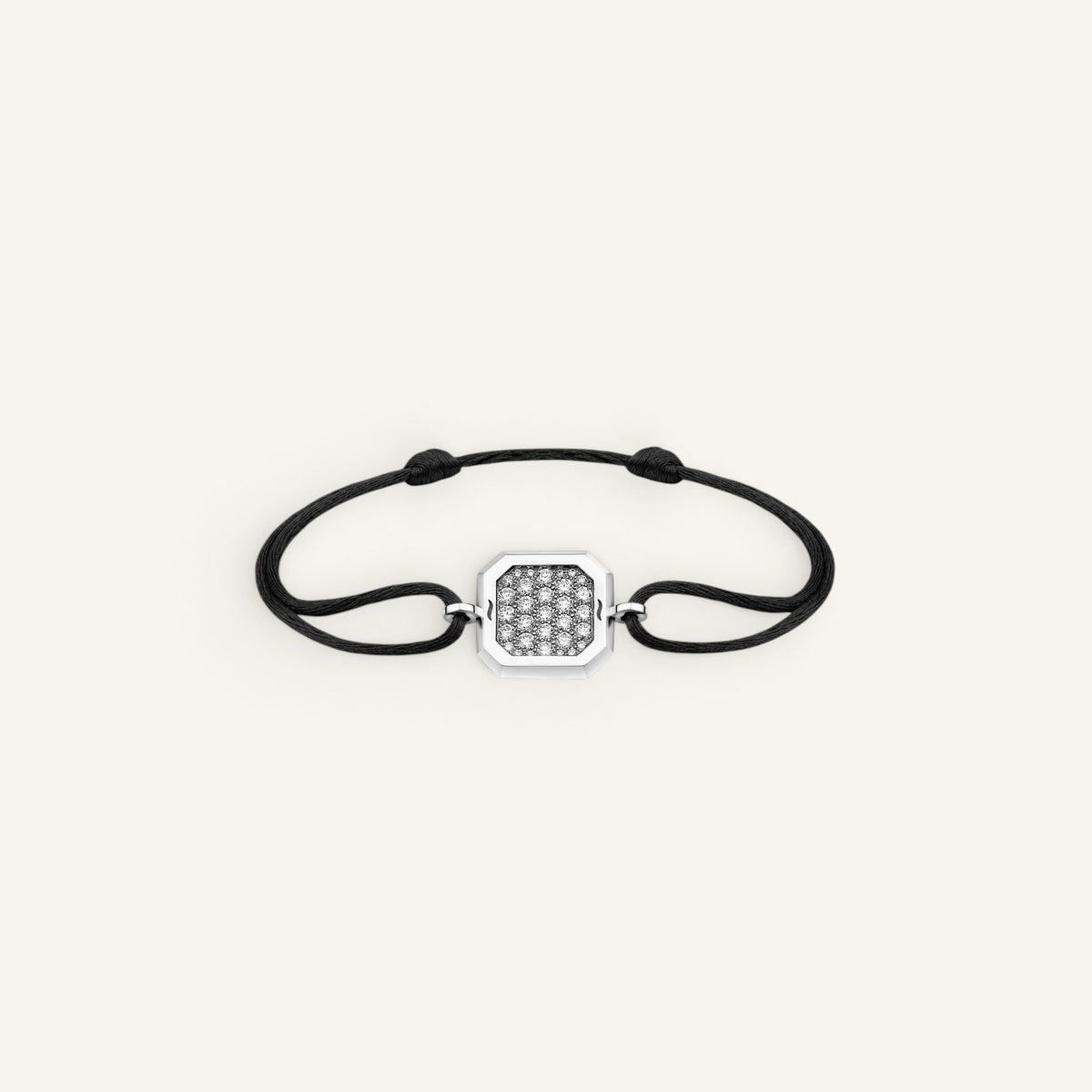 Bracelet Cordon Carré d'Or Pavé Or Blanc Collection Carré d'Or Manipura