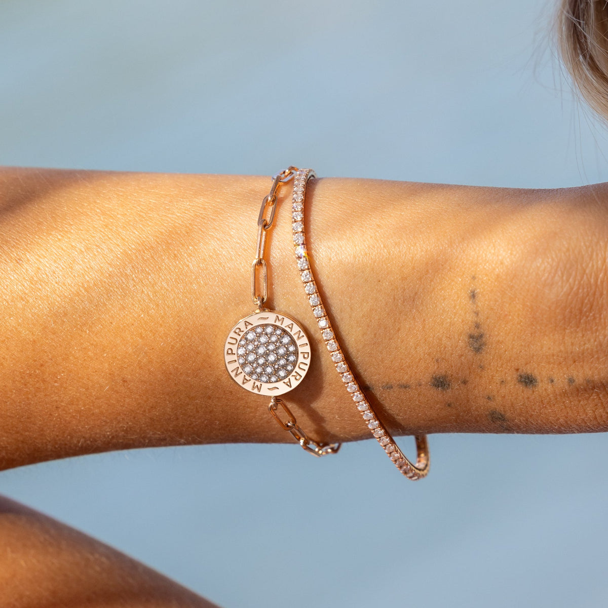 Bracelet Rivière Céleste Or Rose Porté Collection Eternelle Manipura