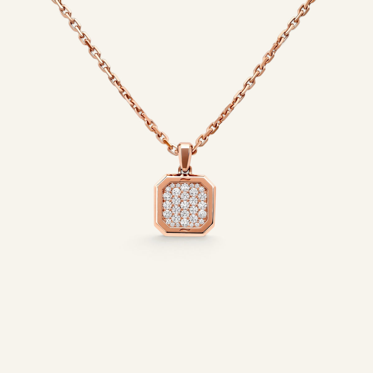 Collier Carré d'Or Pavé Or Rose Collection Carré d'Or Manipura