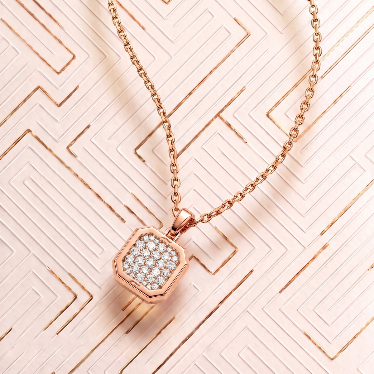 Collier Carré d'Or Pavé Or Rose Studio Collection Carré d'or Manipura