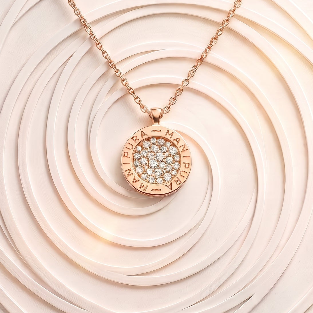 Collier Cercle d'Or Pavé Or Rose Manipura