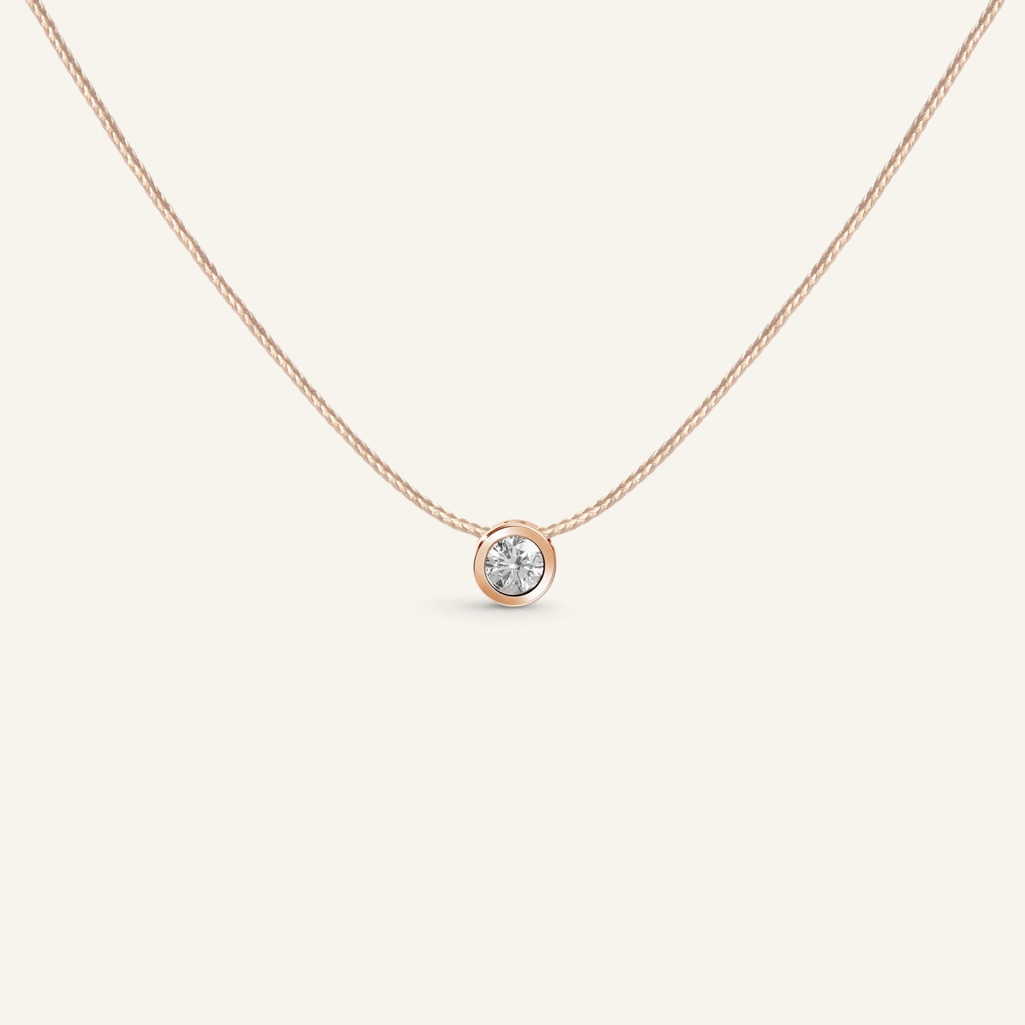 Collier Manipura Cordon Nude Or Rose 013ct Collection Eternelle Manipura