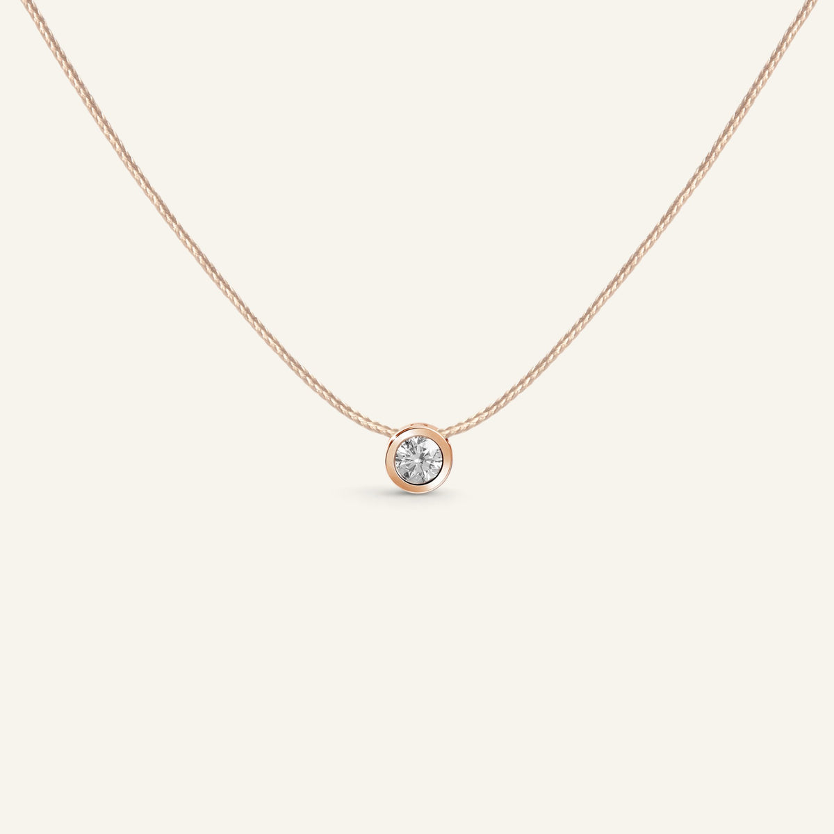 Collier Manipura Cordon Nude Or Rose 013ct Collection Eternelle Manipura